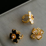 Four-leaf Clover Single Flower Rings