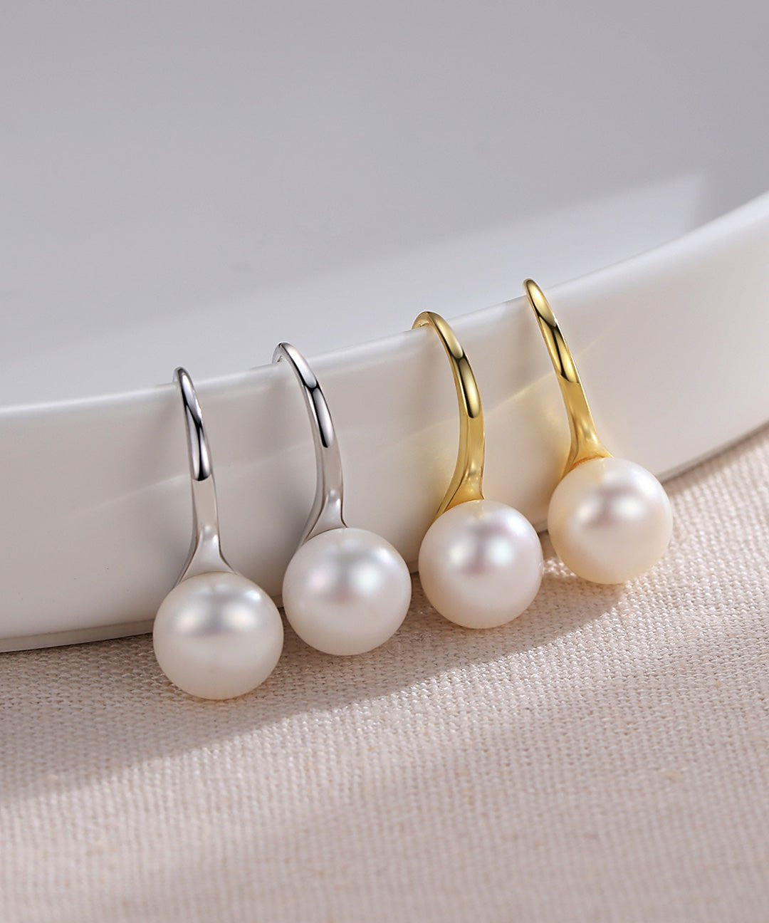 Daily Sterling Silver Natural Pearl Ear Hooks - floysun