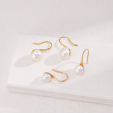 Daily Sterling Silver Natural Pearl Ear Hooks - floysun