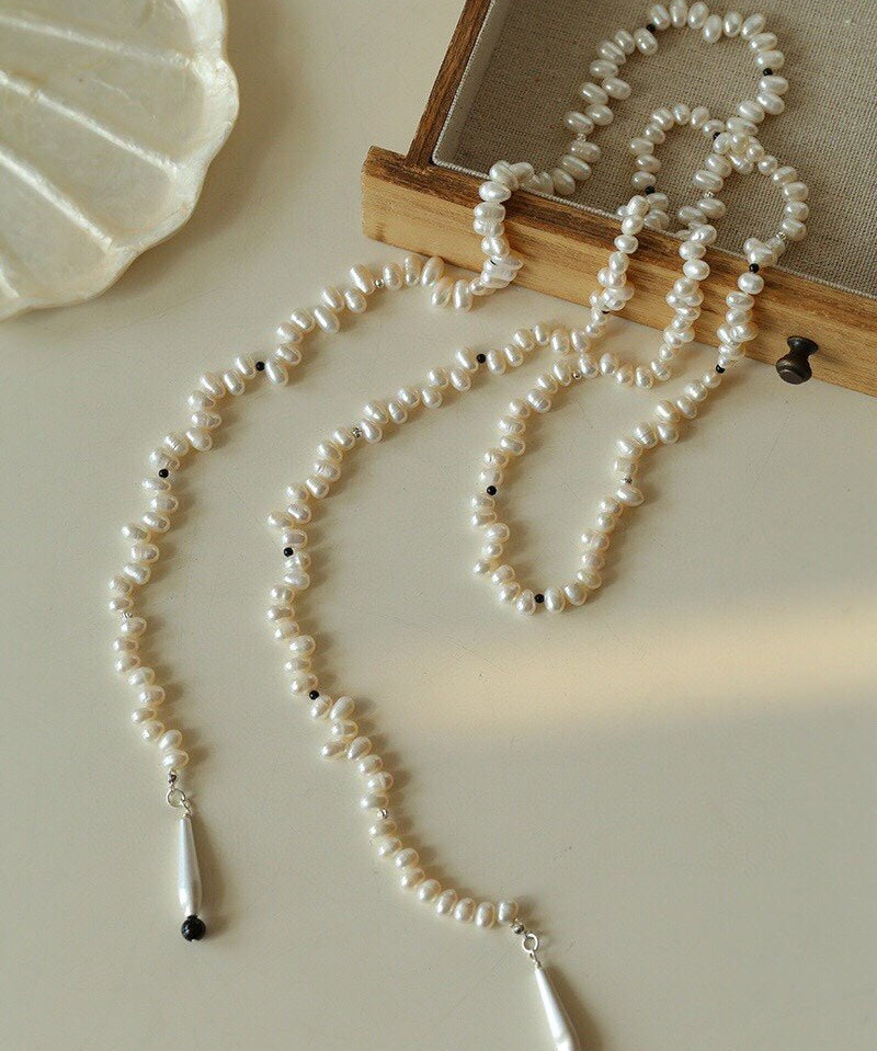 Dance of Pearls Natural Irregular Pearl Long Necklace - floysun