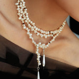 Dance of Pearls Natural Irregular Pearl Long Necklace - floysun