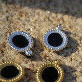 Dark Night Black Onyx Mirror Gemstone Earrings - floysun