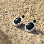 Dark Night Black Onyx Mirror Gemstone Earrings - floysun