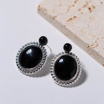 Dark Night Black Onyx Mirror Gemstone Earrings - Black Onyx Earrings - floysun