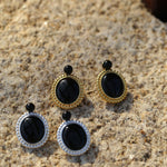 Dark Night Black Onyx Mirror Gemstone Earrings - Black Onyx Earrings - floysun