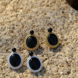 Dark Night Black Onyx Mirror Gemstone Earrings - Black Onyx Earrings - floysun