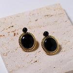 Dark Night Black Onyx Mirror Gemstone Earrings - Black Onyx Earrings - floysun