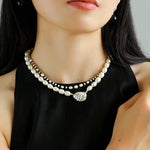 Dark Tide Black and White Pearl Necklace - floysun