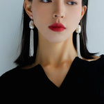 Dazzling Baroque Silver Chain Tassel Drop Earrings - floysun