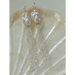 Dazzling Baroque Silver Chain Tassel Drop Earrings - floysun