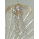 Dazzling Baroque Silver Chain Tassel Drop Earrings - floysun