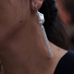 Dazzling Baroque Silver Chain Tassel Drop Earrings - floysun