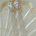 Dazzling Baroque Silver Chain Tassel Drop Earrings - floysun