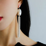 Dazzling Baroque Silver Chain Tassel Drop Earrings - floysun