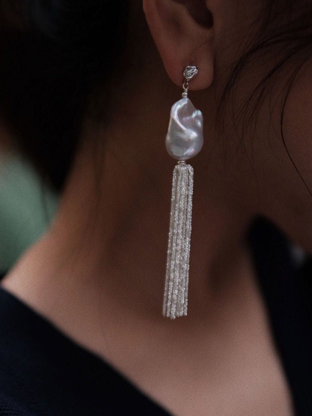 Dazzling Baroque Silver Chain Tassel Drop Earrings - floysun