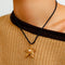 Dazzling Stars Pentagram Planet Element Necklace Black Rope Style - floysun