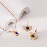 Deep Blue Lapis Gemstone Pendant Necklace - floysun