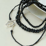 Delicate Black Mother - of - Pearl Gradient Beaded Long Necklace - floysun