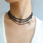 Delicate Black Mother - of - Pearl Gradient Beaded Long Necklace - floysun