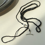 Delicate Black Mother - of - Pearl Gradient Beaded Long Necklace - floysun