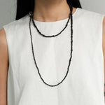 Delicate Black Mother - of - Pearl Gradient Beaded Long Necklace - floysun