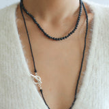 Delicate Black Mother - of - Pearl Gradient Beaded Long Necklace - floysun