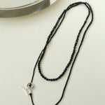 Delicate Black Mother - of - Pearl Gradient Beaded Long Necklace - floysun