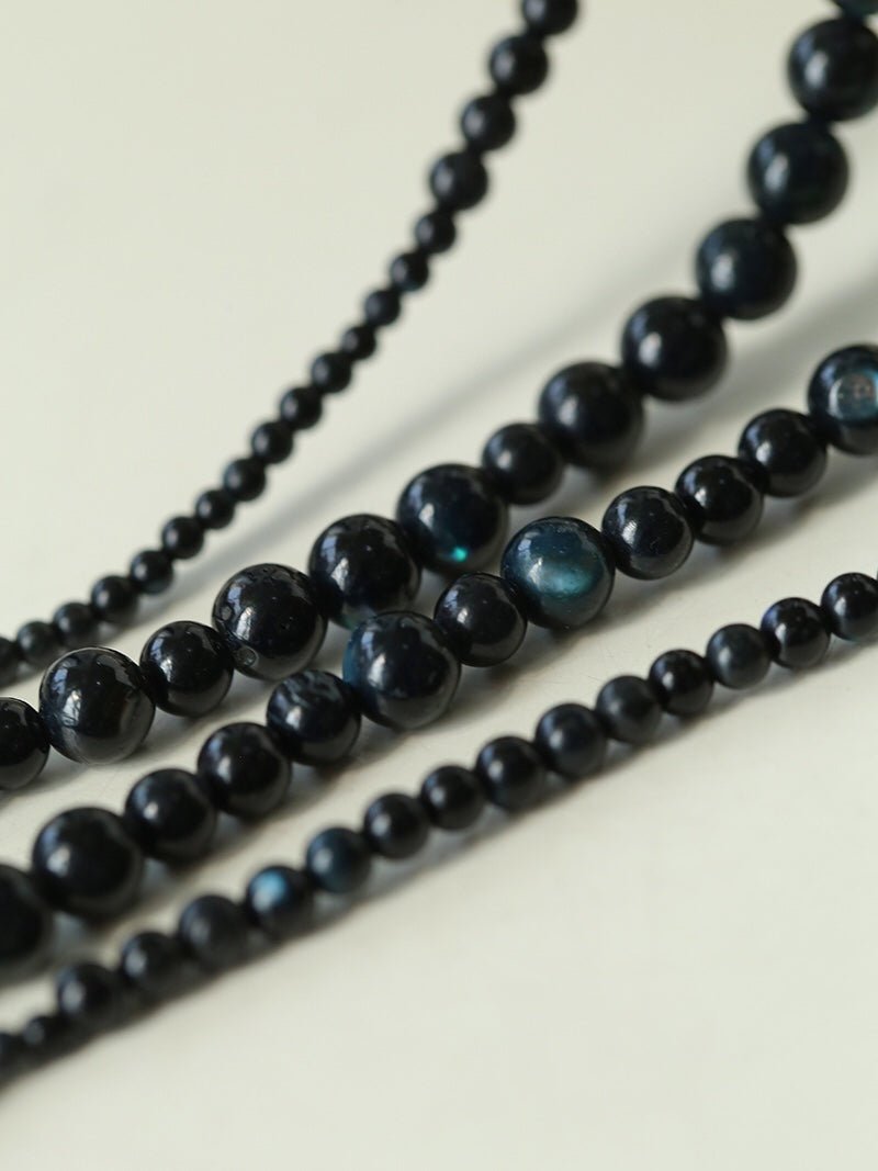 Delicate Black Mother - of - Pearl Gradient Beaded Long Necklace - floysun