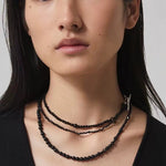 Delicate Black Mother - of - Pearl Gradient Beaded Long Necklace - floysun