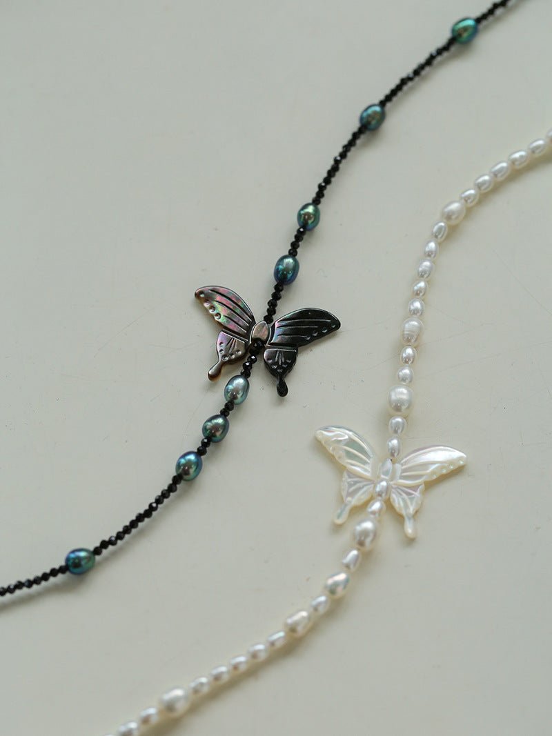 Delicate White Mother of Pearls Butterfly Pearl Beaded Necklace - floysun
