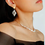 Diamond Braided Pearl Drop Earrings - floysun