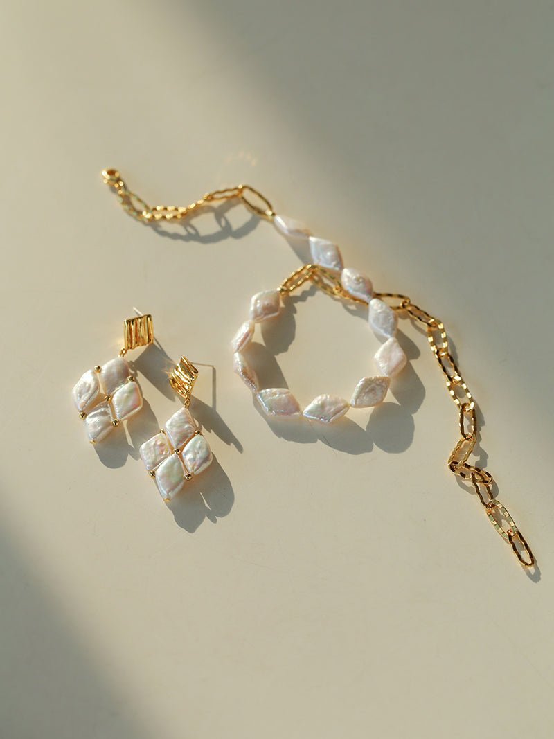 Diamond Braided Pearl Drop Earrings - floysun