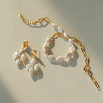 Diamond Braided Pearl Drop Earrings - floysun