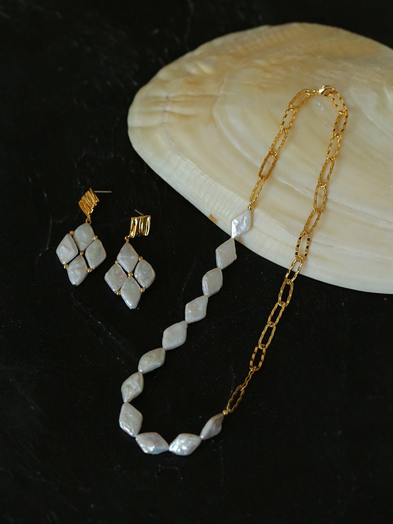 Diamond Braided Pearl Drop Earrings - floysun