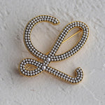 Diamond Inlaid Letter Pearl Brooch - floysun