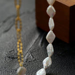 Diamond - Shaped Baroque Pearl Chain Necklace - floysun