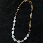 Diamond - Shaped Baroque Pearl Chain Necklace - floysun