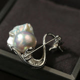 Diamond Swan Baroque Pearl Brooch - floysun