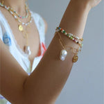 Dopamine - Colored Natural Stone and Pearl Beaded Bracelet - floysun