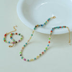 Dopamine - Colored Natural Stone and Pearl Beaded Necklace - floysun