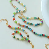 Dopamine - Colored Natural Stone and Pearl Beaded Necklace - floysun