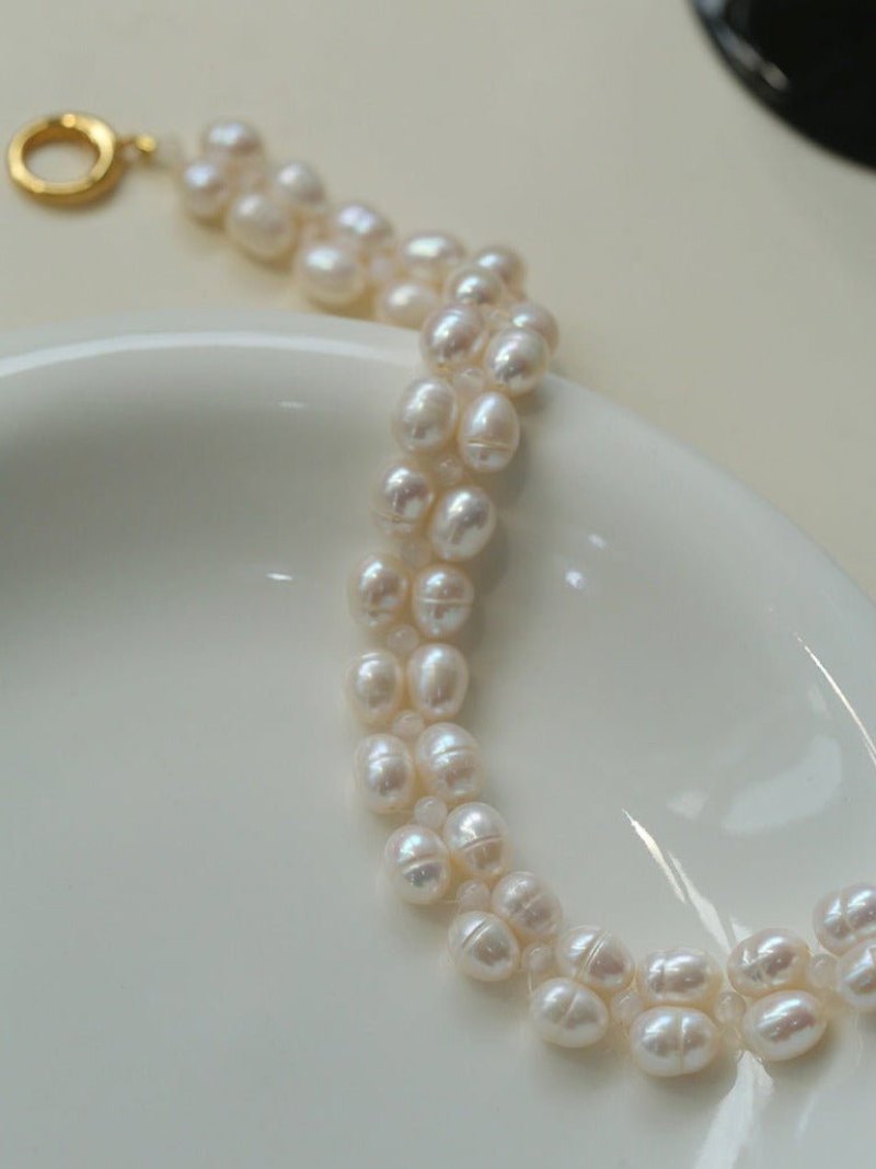 Double Layer Braided Baroque Pearl OT Choker - floysun