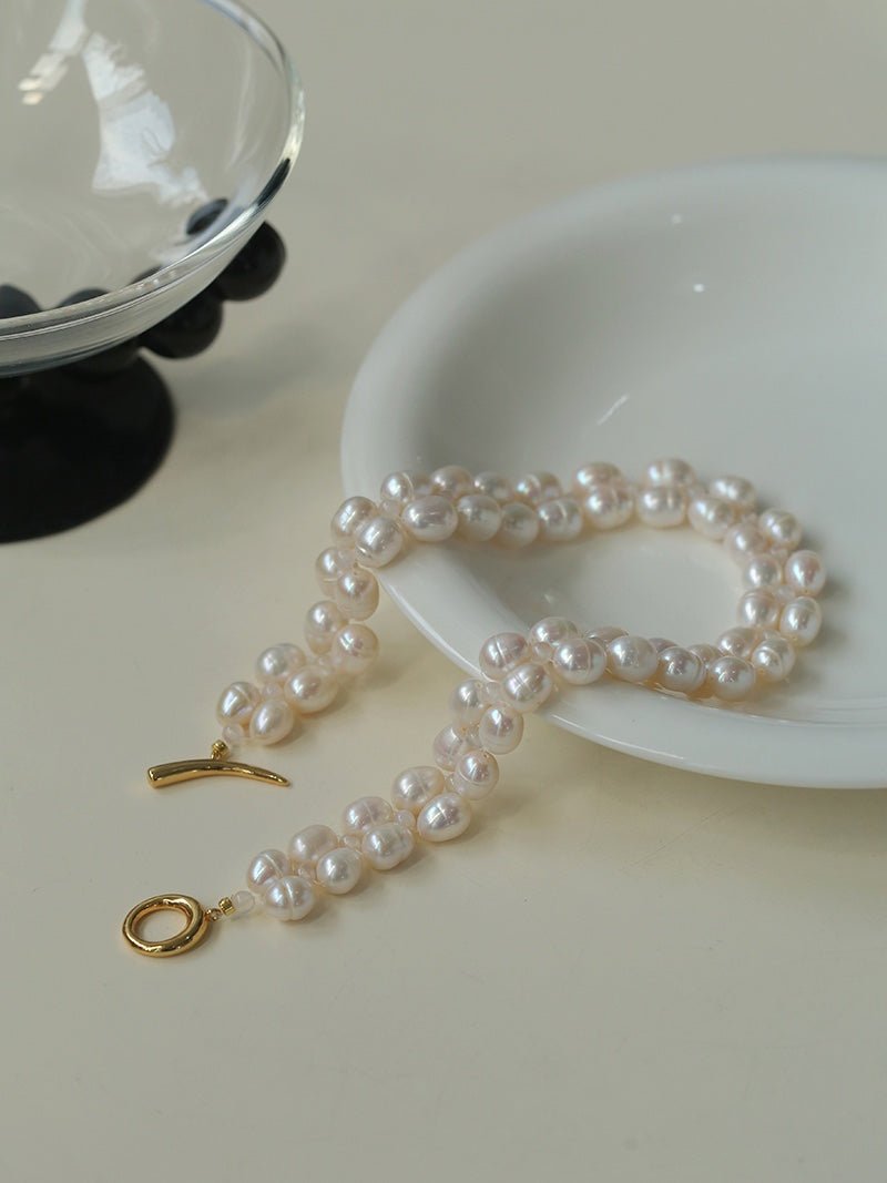 Double Layer Braided Baroque Pearl OT Choker - floysun