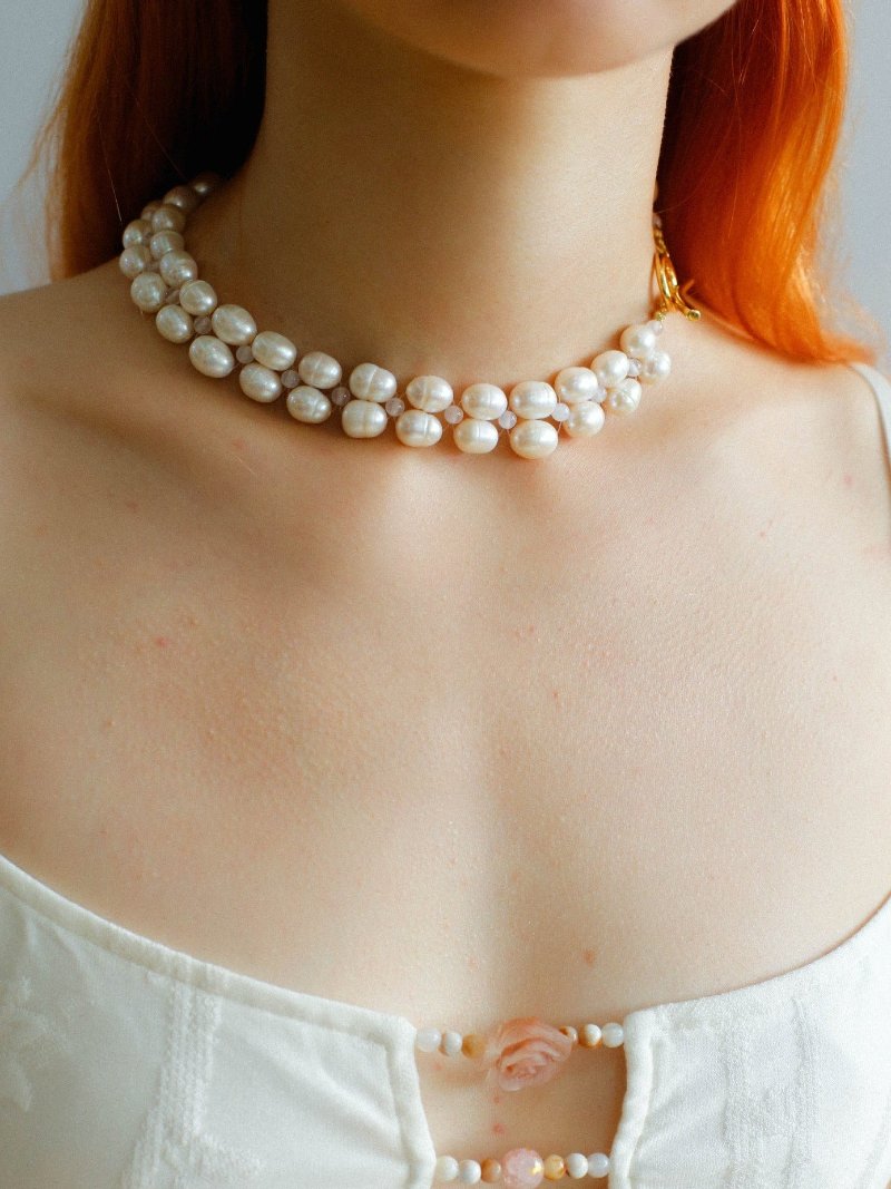 Double Layer Braided Baroque Pearl OT Choker - floysun