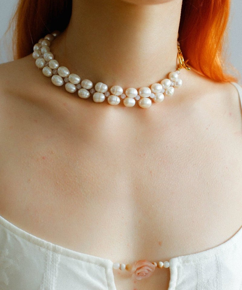 Double Layer Braided Baroque Pearl OT Choker - floysun