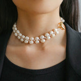 Double Layer Braided Baroque Pearl OT Choker - floysun