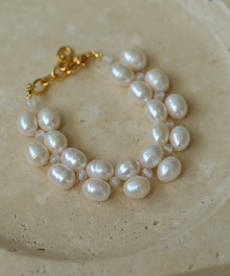 Double Layer Braided Freshwater Pearl Bracelet - floysun