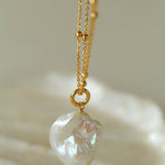 Double - Layer Chain Single Baroque Pearl Pendant Necklace - floysun