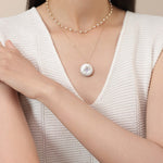 Double - Layer Coin Baroque Pearl Pendant Necklace Removable - floysun