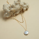 Double - Layer Coin Baroque Pearl Pendant Necklace Removable - floysun